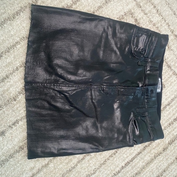 AGOLDE Black Coated Denim Mini Skirt Size 25 – Faux Leather Look - Picture 7 of 7